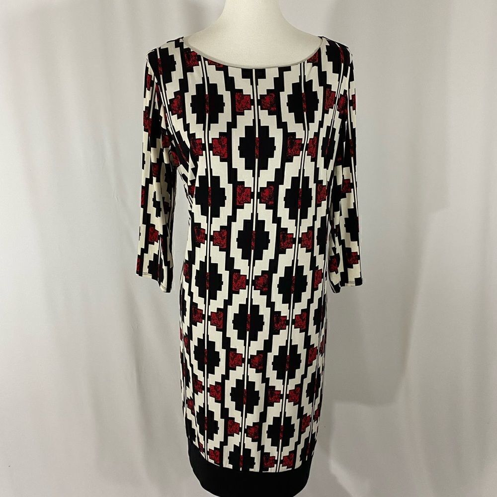 NWOT Liz Clariborne Red and Black Geometric Pattern Dress